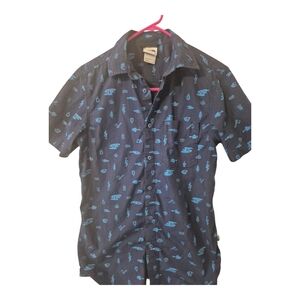 The North Face Blue Casual Button Down Shirt Camping Themed Size Small